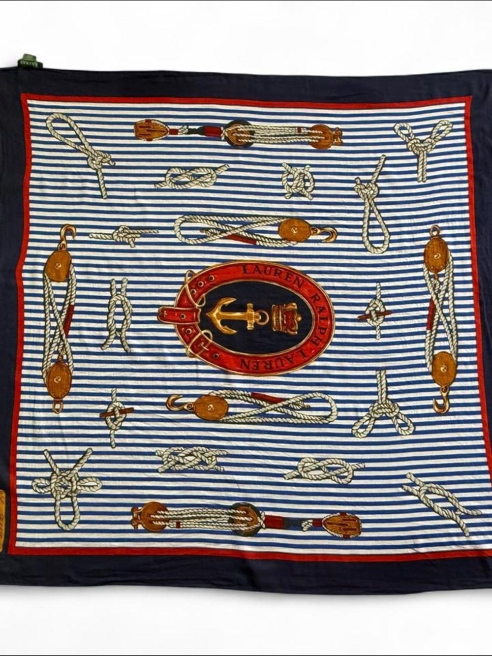 Vintage Lauren Ralph Lauren 100% Cotton Nautical Square Scarf 41”